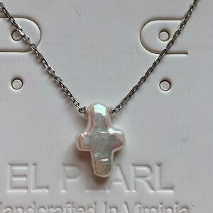 Fresh water pearl choker cross shape pearl